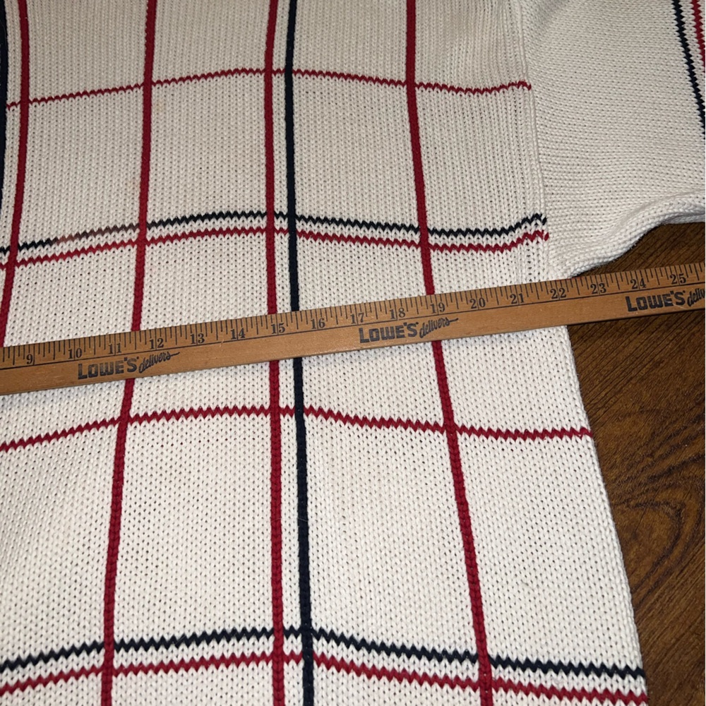 Izod 90s Preppy Vintage White Stripe Crewneck Classic Long Sleeve Sweater Size L - Picture 14 of 14